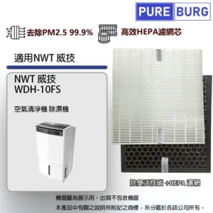 適用NWT 威技 WDH-10FS 10公升空氣清淨除濕機活性碳+HEPA濾網10FS410