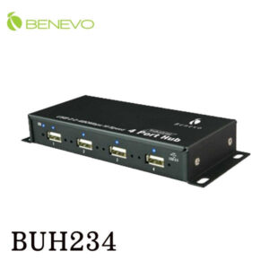 BENEVO工業級 4埠USB2.0集線器(附2A變壓器)(BUH234)