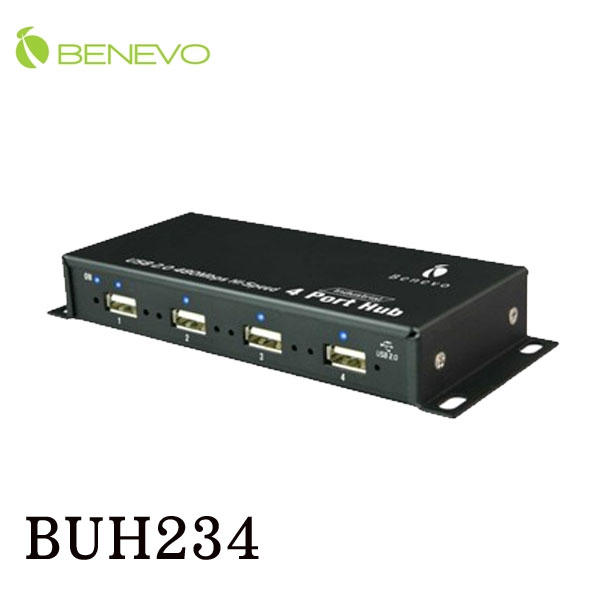 205 BENEVO工業級 4埠USB2.0集線器(附2A變壓器)(BUH234)